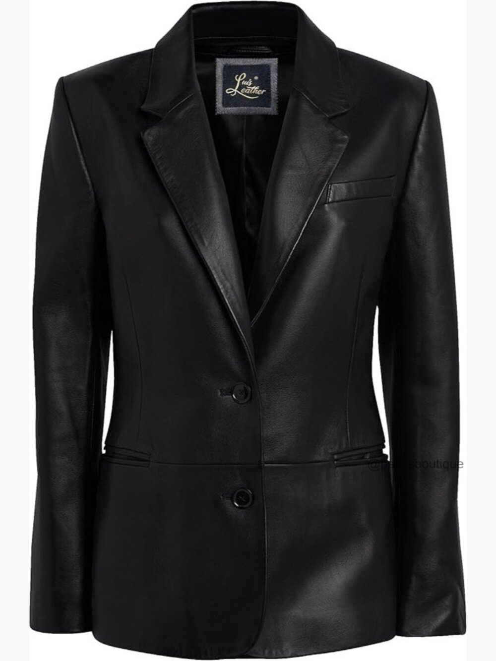 2-Button Lambskin Leather Blazer Casual Long Sleeves Suit Jacket - Picture 1 of 6